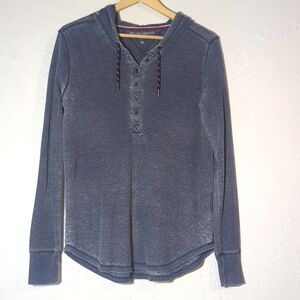 4 FOR $24 Tommy Hilfiger Waffle Knit Hooded Comfy Casual Henley LongSleeve Shirt